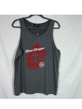 NWT, Red Stripe Graphic Tank Top. Size Large. Jamaican Lager